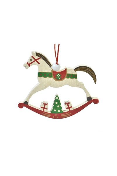 Jumbo Ornament Brad de Craciun din Lemn Calut Balansoar Cadouri 12cm