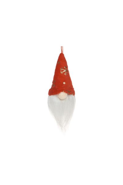 Jumbo Ornament Brad de Craciun Figurina Gnome cu Caciula Catifelata Rosie Ful...