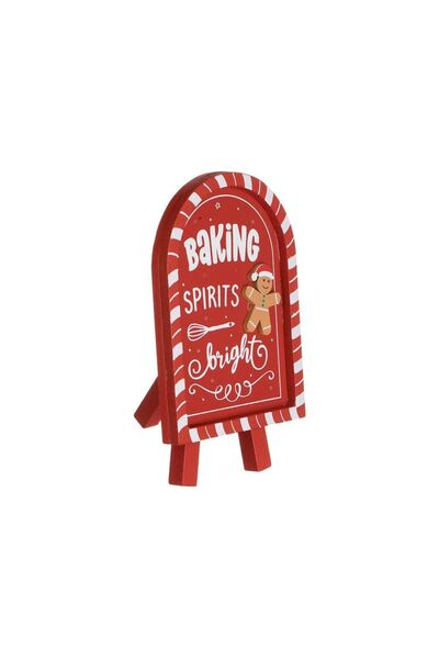 Jumbo Tabela Decorativa de Craciun din Lemn Rosu Candy Om de Turta Dulce "Bak...