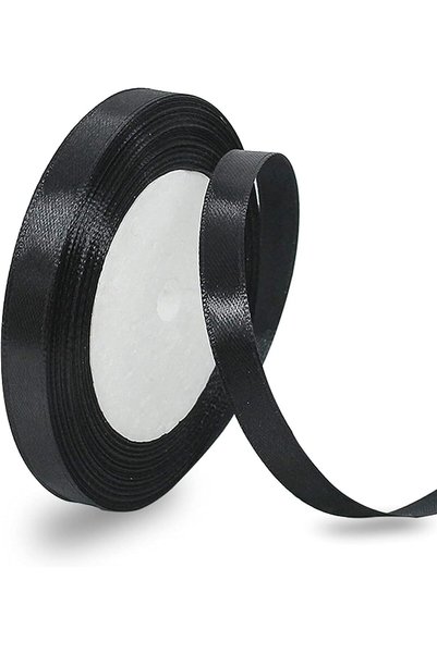 Generic Black Satin Ribbon, 12mm x 25yd Double Faced Polyester Ribbon for Gif...