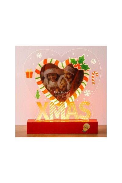 Jumbo Rama Foto de Craciun cu LED & Model Inima Candy 20x22cm
