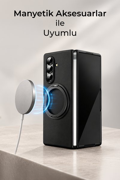 bbtech Samsung Galaxy Z Fold 8 Ultra ile Uyumlu 360° Dönebilen Standlı MagSafe Özellikli PC Premium Kılıf