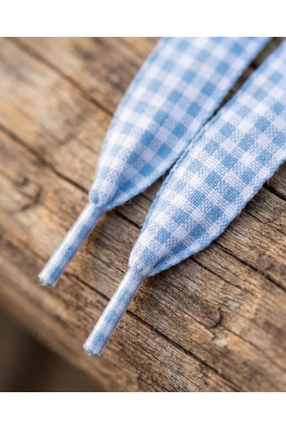 last icon Blue and White Gingham Patterned Flat Laces 120 cm for Sneakers and...