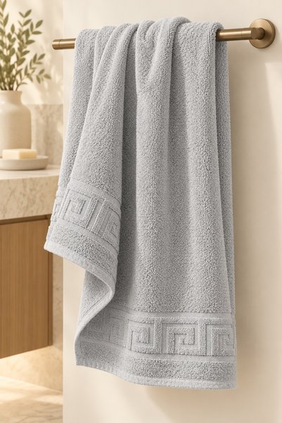 RALEX PUCIOASA Prosop Greek Border, 100% bumbac, 500 g/m², gri, 50x90cm