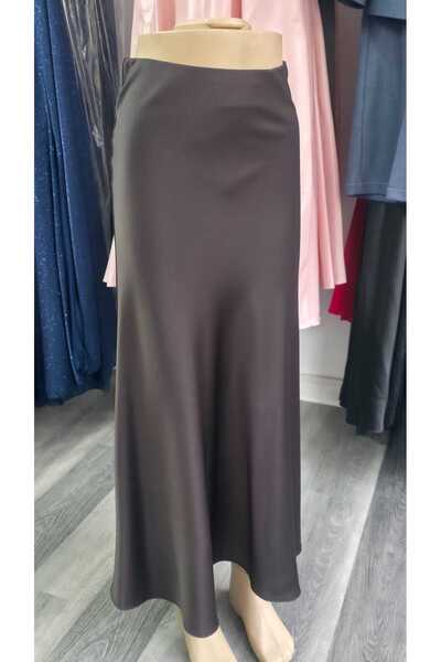 Generic Brand Fusta evazata din satin maro