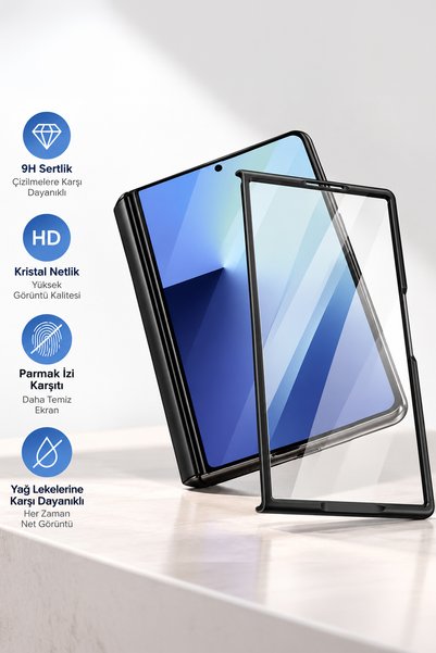 bbtech Samsung Galaxy Z Fold 8 ile Uyumlu MagSafe Özellikli Entegre Ekran Koruyuculu Sert Kılıf