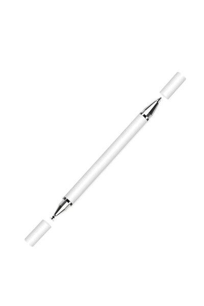 2in1 Stylus Disk Pen Tablet Kalemi iOS & Android Tüm Dokunmatik Ekranlar Beyaz Renk