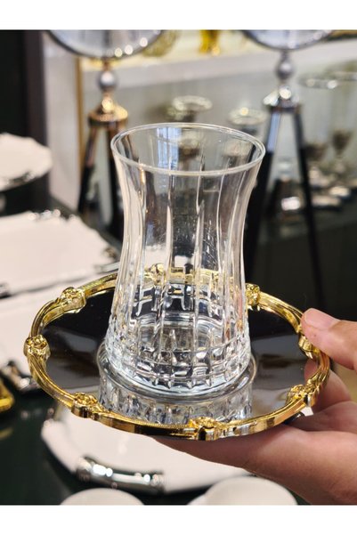 P&ORA PREMIUM KITCHEN PRODUCTS طقم شاي إيليف بنقش الورد مع أطباق ذهبية وفضية ...