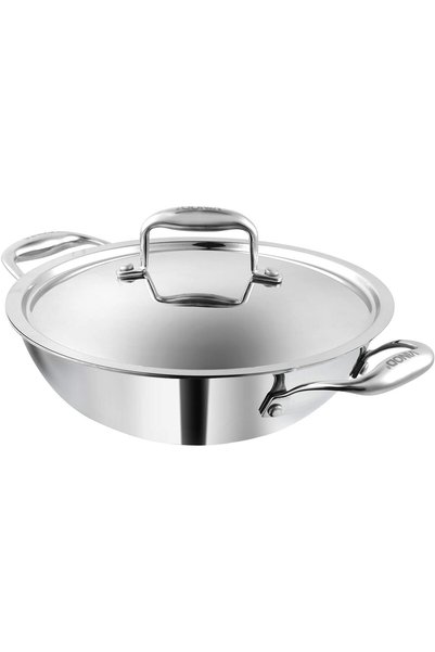 Generic Platinum Triply Kadai with Lid, 28cm, 3.7 Litre, for Home Kitchen
