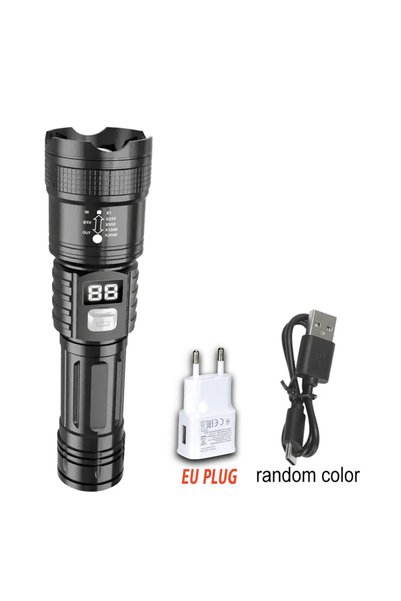 Heinast Black with EU 100000LM Super Bright Led Flashlights Rechargeable LED ...