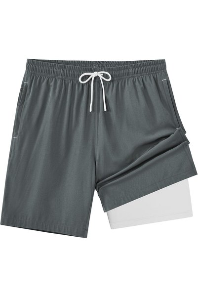 Generic Mens Swim Trunks 2 in 1 Swim Shorts Quick Dry Board Shorts with Compr...