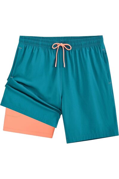 Generic Men's Swim Trunks 2 in 1 Board Shorts Quick Dry Swim Shorts with Zipp...