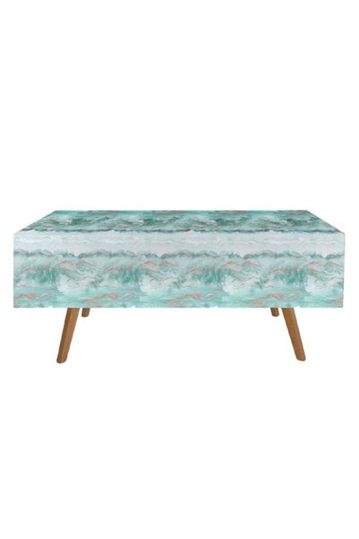 ANTBRO Față de Masă din Plastic 180x120cm Bleu Ciel cu Detalii Aur Roz, Summe...