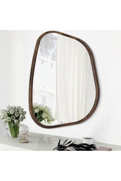 Generic Asymmetrical Accent Mirror for Wall Irregular Oval Wood Frame Modern ...
