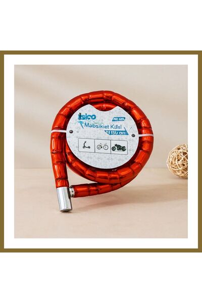 Bezos Tüp Anahtarlı Çelik Spiral Kilit 22mm x 150cm (Kırmızı) CZK2026