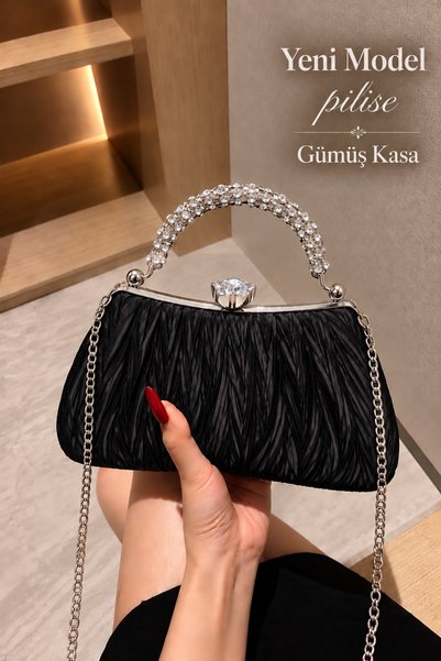Famels Women's Bag New Model Pleated Evening Dress Bag Mixed Pattern Stylish Bag