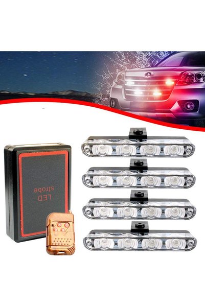 GENERAL مصباح تحذير طوارئ للسيارة بـ 16 مصباح LED أحمر وأزرق، إضاءة وامضة للش...