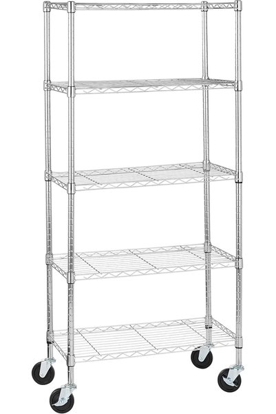 Generic 5-Shelf Adjustable, Heavy Duty Storage Shelving Unit on 10.16 cm Whee...