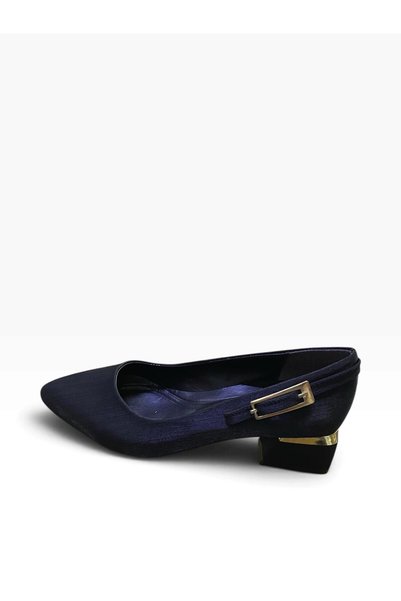 Shoes Women's Thick Short Heeled Evening Dress Shoes with Stone Heel and Meta...