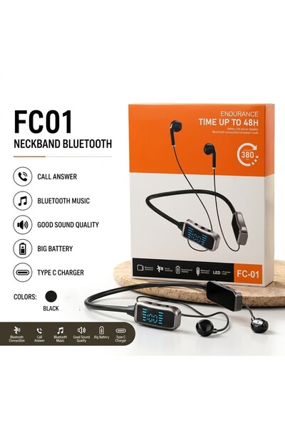 Generic Brand FC01 Neckband Wireless Headset With 48-Hour Playback, Blue LED ...