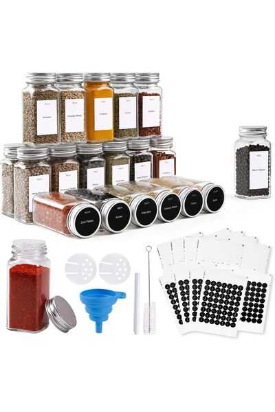 Generic 24 عبوة من أوعية التوابل الزجاجية مع أغطية رشاشة، أوعية توابل محكمة ا...