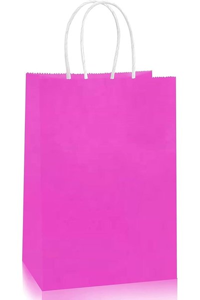 Generic [Pack of 24] Pink Paper Bags with Handles - [15 x 11 x 6 cm] Small Kr...