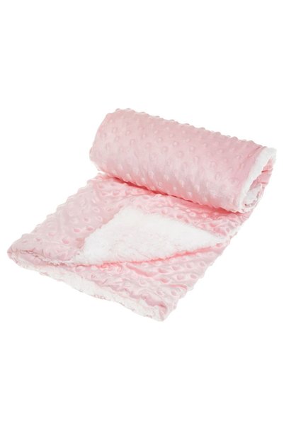 OEM Patura Catifelata Roz cu Model Reliefat & Blana Sherpa Alba pentru Bebelu...