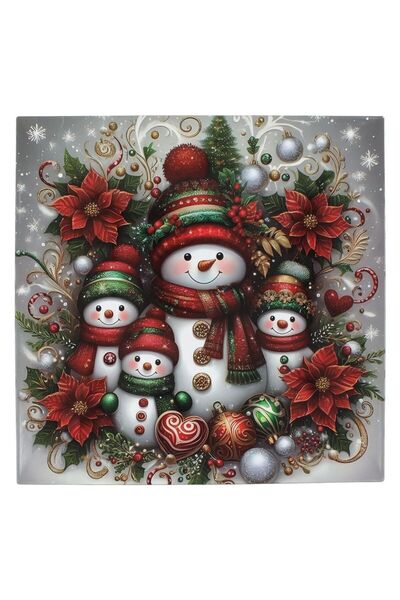 OEM Christmas Decorative Square Plastic Plate Snowman Christmas Globes 30x30cm