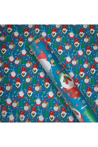 OEM Hartie Rola de Ambalat de Craciun Bleu Gnome 300x70cm