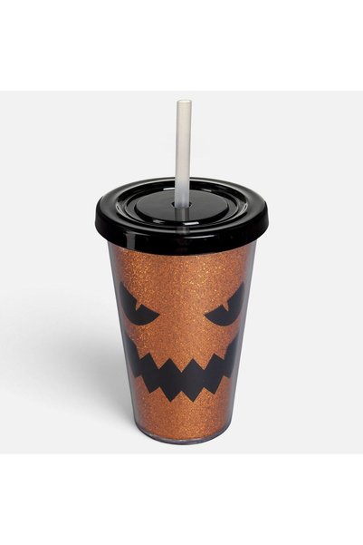 OEM Halloween Pumpkin Shaped Glass with Glitter 350ml