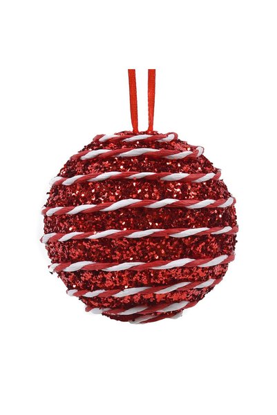 OEM Ornament Brad de Craciun Glob din Spuma Rosu cu Siret Rasucit Candy & Bet...