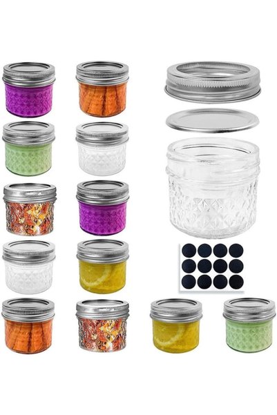 Generic برطمانات ماسون صغيرة سعة 100 مل مع أغطية، برطمانات زجاجية صغيرة لتخزي...