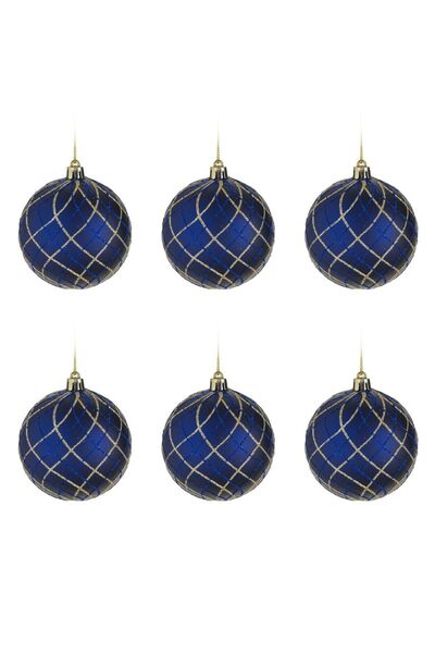 OEM Set Globuri de Craciun Albastre Mate cu Modele cu Glitter Albastru & Auri...