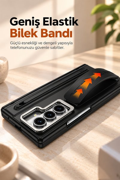 bbtech Samsung Galaxy Z Fold 8 Ultra ile Uyumlu MagSafe Manyetik Özellikli Standlı Entegre Kalem ve Ekran Koruyuculu Premium Kılıf