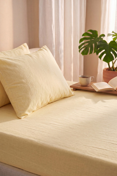 CARYUM Double Cotton Elastic Sheet Set |   With 2 Pillowcases |   Non-Slip Corner Elastic, Soft Textured