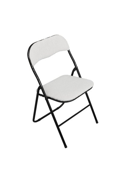 OEM Scaun Pliabil Metalic Negru Alb 44x47x80cm