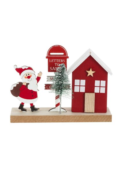 OEM Wooden Christmas Decoration Santa Claus House Mailbox 12x9cm