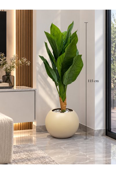 CENTRHOME Decorative Plant with Green Leaves, 115 cm Long, with a Cork Base.