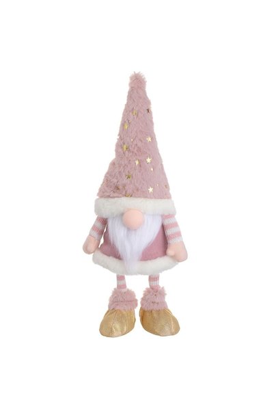 OEM Figurina Decorativa de Craciun Gnome cu Rochie Roz & Miscare 44cm
