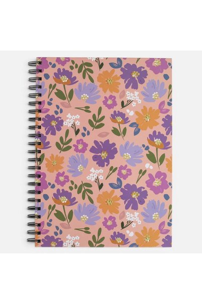 OEM A4 Maths Spiral Notebook with Flower Patterned Cover & 2 Subjects - 64 Sh...