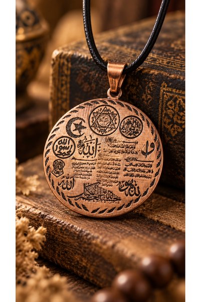 Begora Engraved Copper Prayer Necklace – Unisex Necklace with Spiritual Motifs