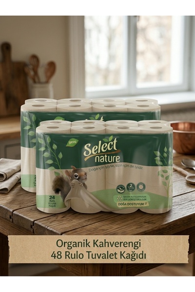 Select Nature Organik Kahverengi Tuvalet Kağıdı 48 Rulo (2x24 Ağartılmamış Ru...