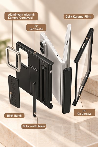 bbtech Samsung Galaxy Z Fold 8 ile Uyumlu MagSafe Manyetik Özellikli Entegre Kalem ve Ekran Koruyuculu Premium Kılıf