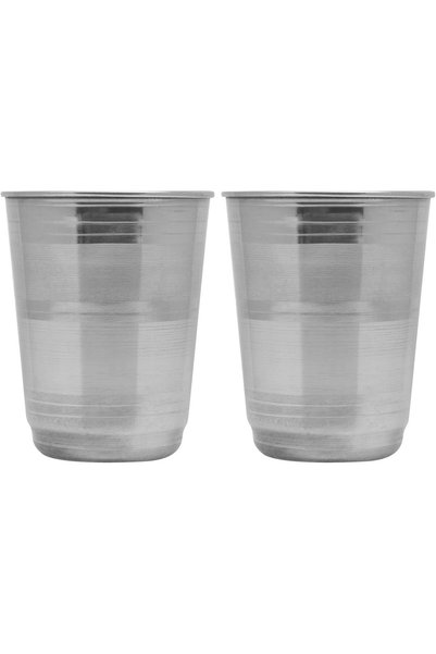 Generic Stainless Steel Glass Deluxe Design, Silver, 12 cm, STGE01 (Pack of 2)
