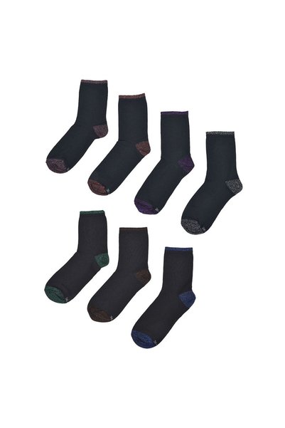 OEM Sosete Negre cu Lurex Colorat pentru Femei - 7 Perechi