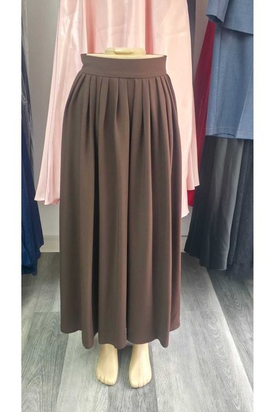 Generic Brand Fusta gabardina maro cu pliuri lejere