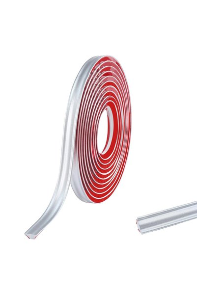 Generic شريط حواف بلاستيكي مرن من PVC فضي اللون، شريط زخرفي ذاتي اللصق لزوايا...
