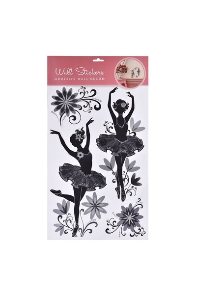 OEM Autocolante de Perete Balerine Flori Negre Gri 32x50cm - 4buc