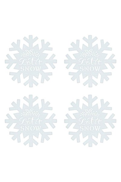 OEM Christmas Cup Holders Made of White Felt Snowflakes "Let it Snow" 12cm - ...