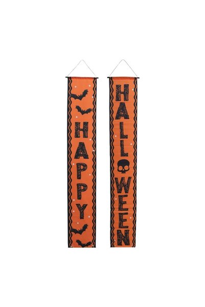OEM Banner de Perete Halloween Negru Portocaliu "Happy Halloween" 30x180cm - ...